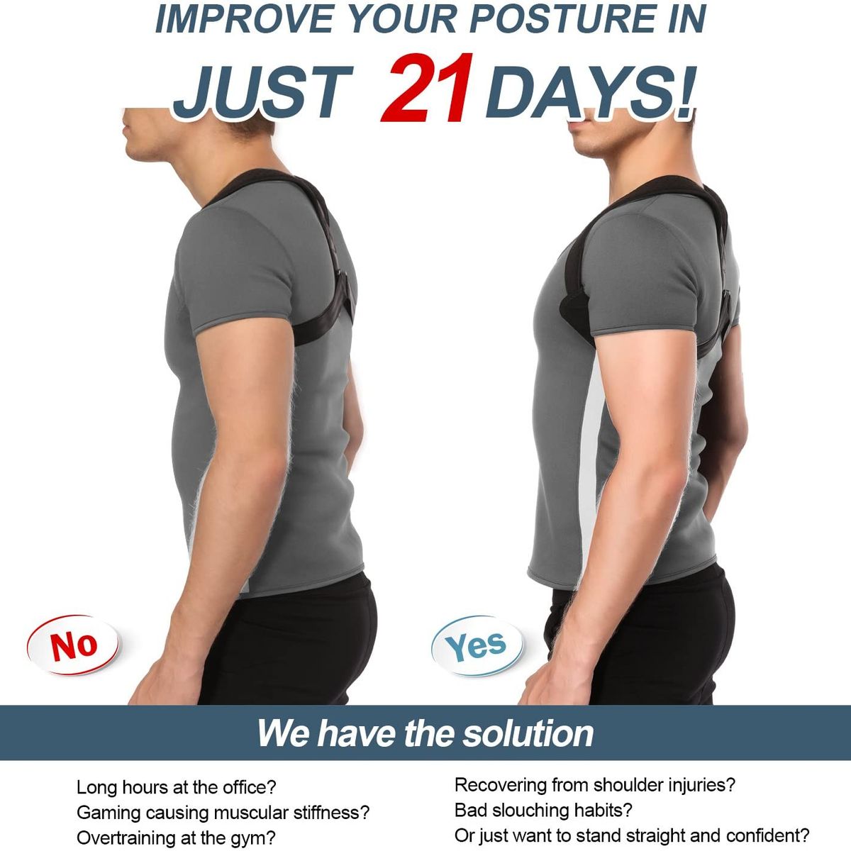 TIOZONEY - Corrector De Postura Invisible Unisex-Negro