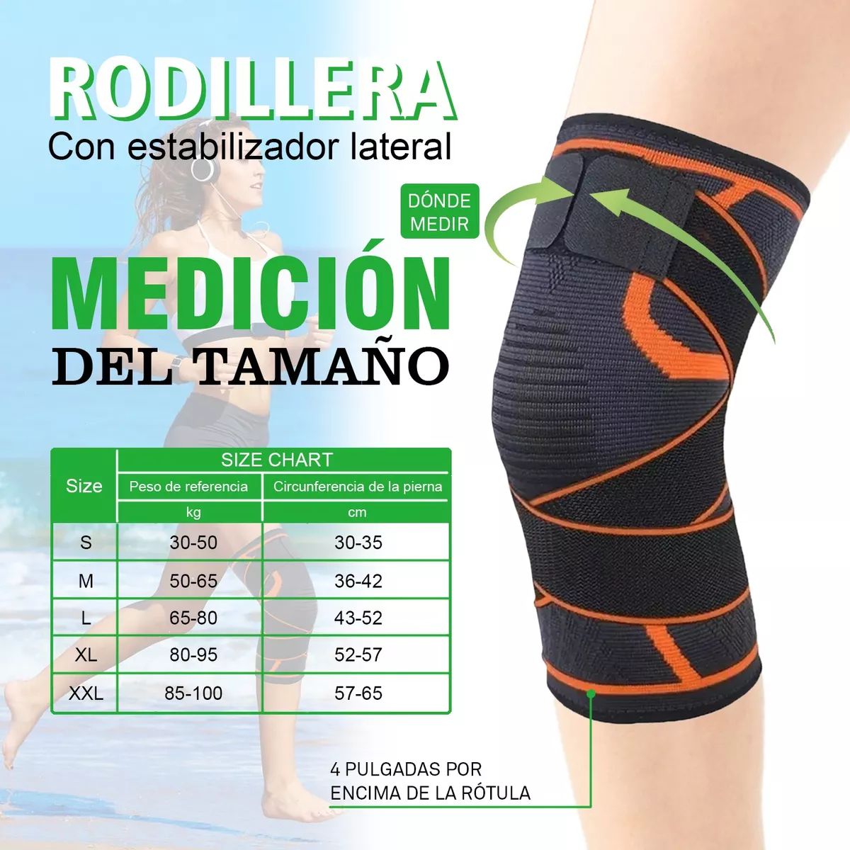 TIOZONEY - 1 Par Rodilleras Elásticas Deportivas Compresion Para Gym