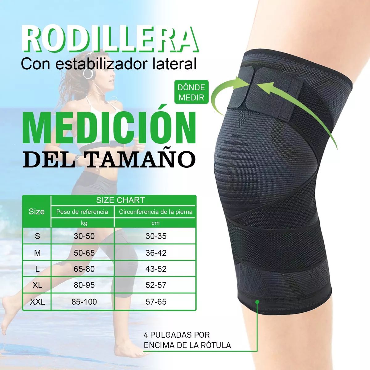 TIOZONEY - 1 Par Rodilleras Elásticas Deportivas Compresion Para Gym