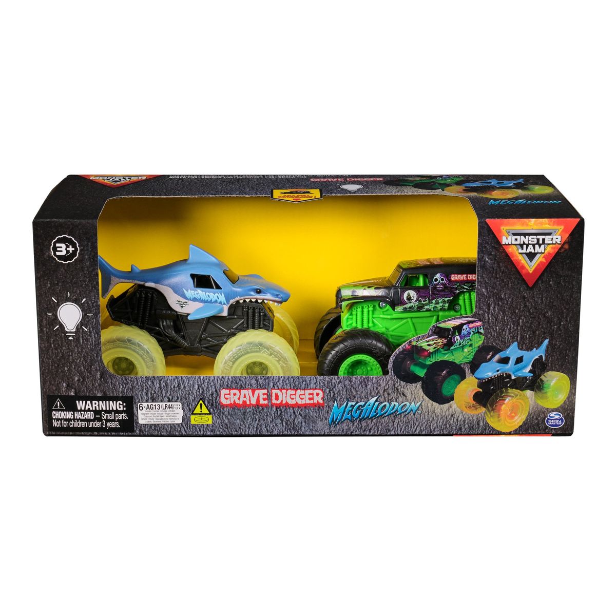 JAM MONSTER - Pack 2 Vehículos 1:43 Con Luz Monster Jam