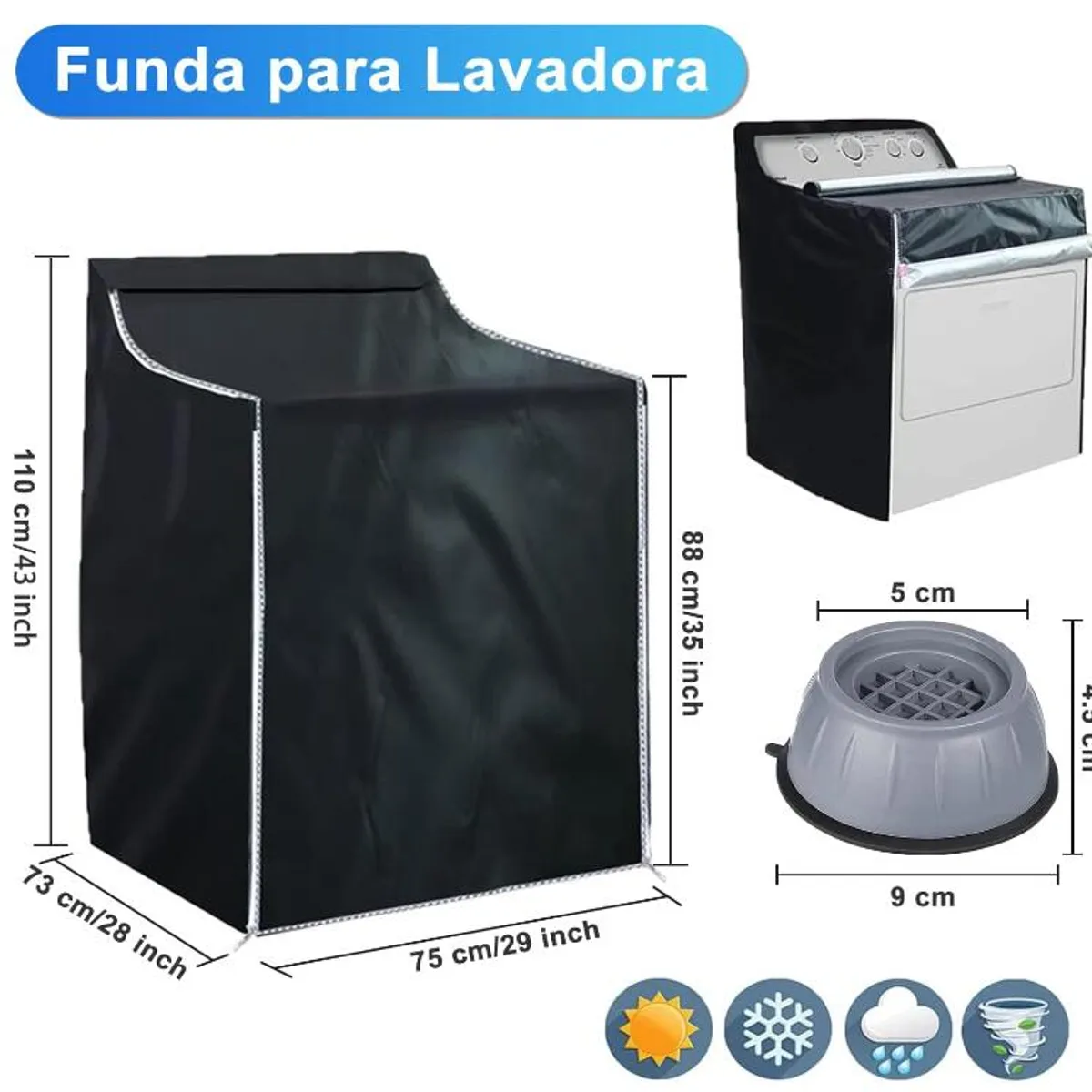 TIOZONEY - Funda para Lavadora Impermeable Cubiera de Lavadora y Secadora