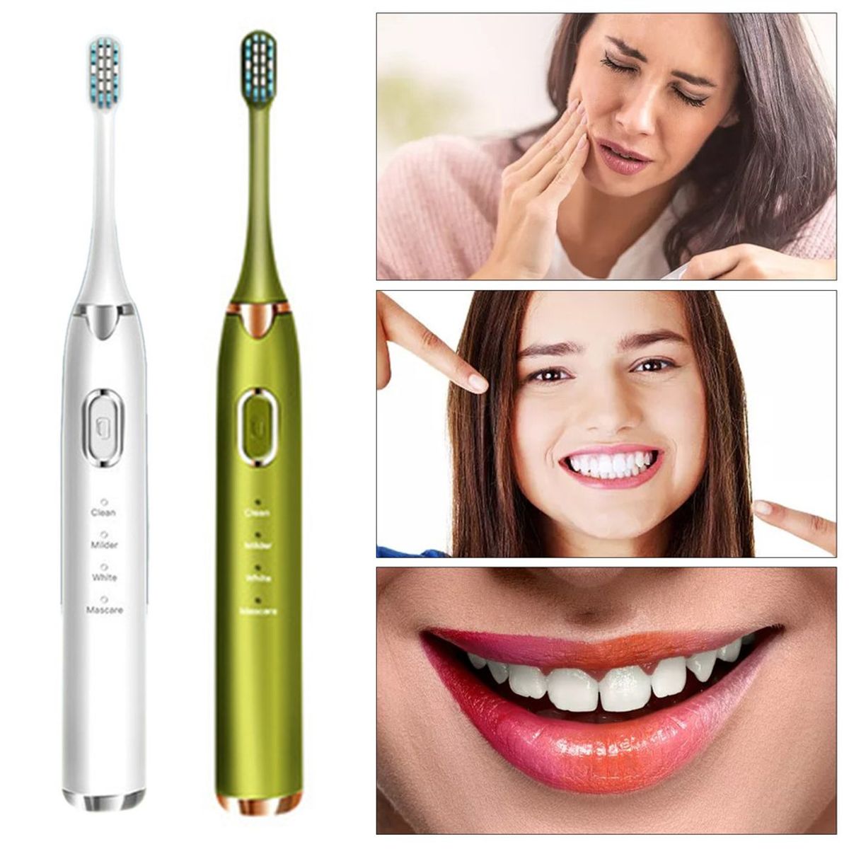 TIOZONEY - Moderno cepillo de dientes eléctrico con temporizador Ultrasónico IPX7