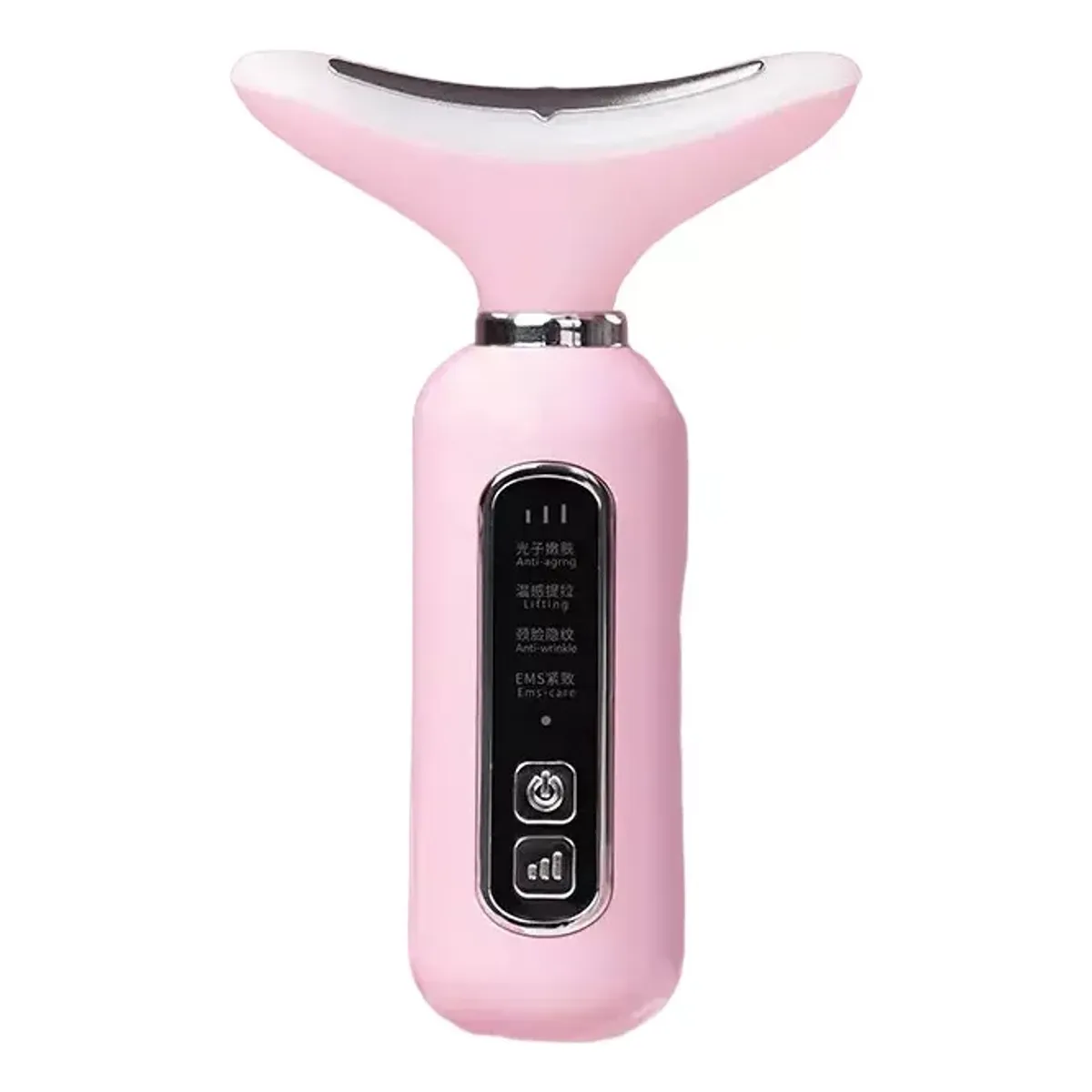 TIOZONEY - Aparato Rejuvenecedor Facial Y De Cuello Masajes Vibración Color Rosa claro