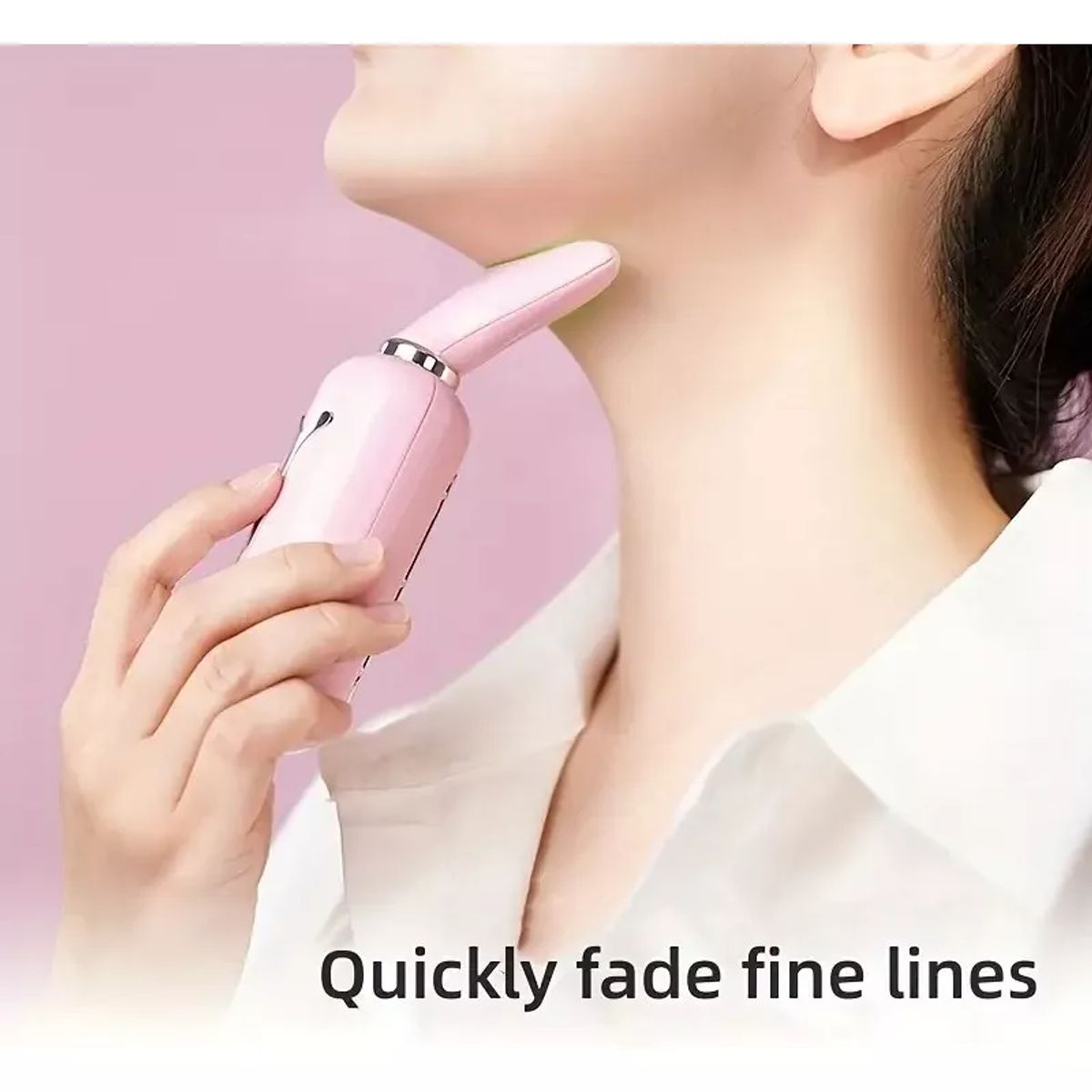 TIOZONEY - Aparato Rejuvenecedor Facial Y De Cuello Masajes Vibración Color Rosa claro