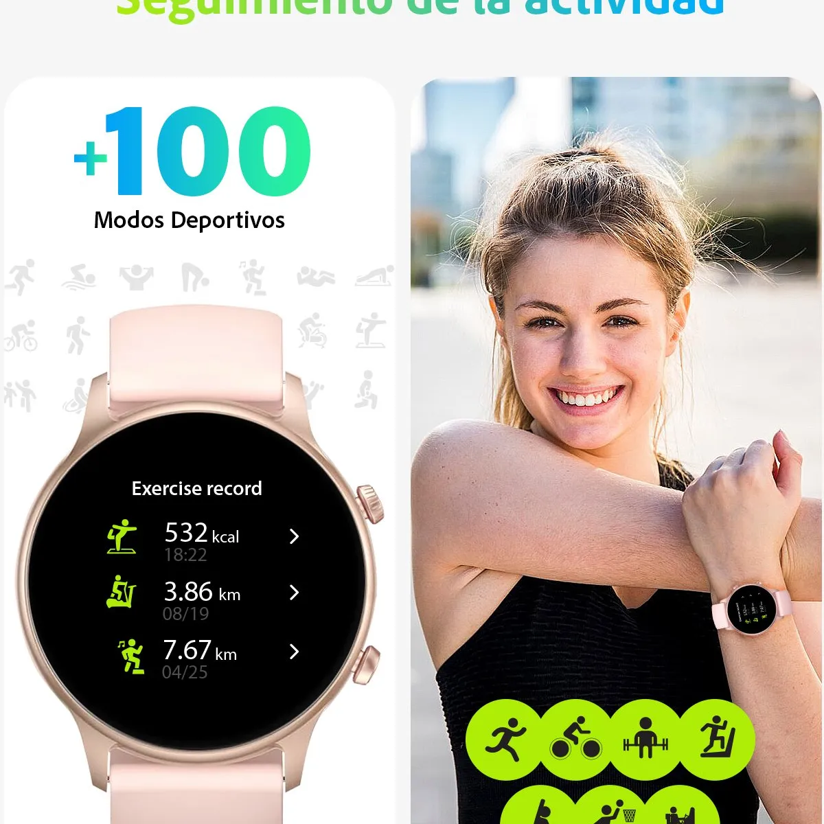 GENERICO - Smartwatch Mujer Sunset Plus Reloj Inteligente compatible Android-iOS