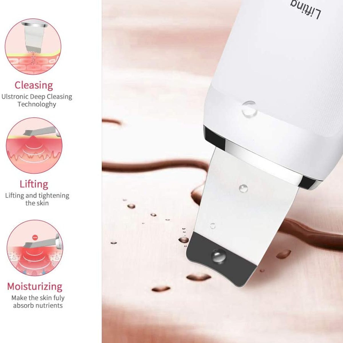 TIOZONEY - Limpiador Facial Ultrasónico con 2 Cepillos Masajeadores