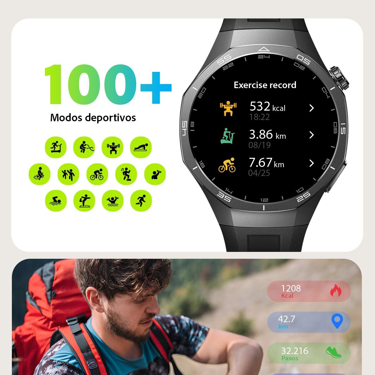 GENERICO - Smartwatch Racer Plus Hombre Reloj Inteligente compatible Android-iOS