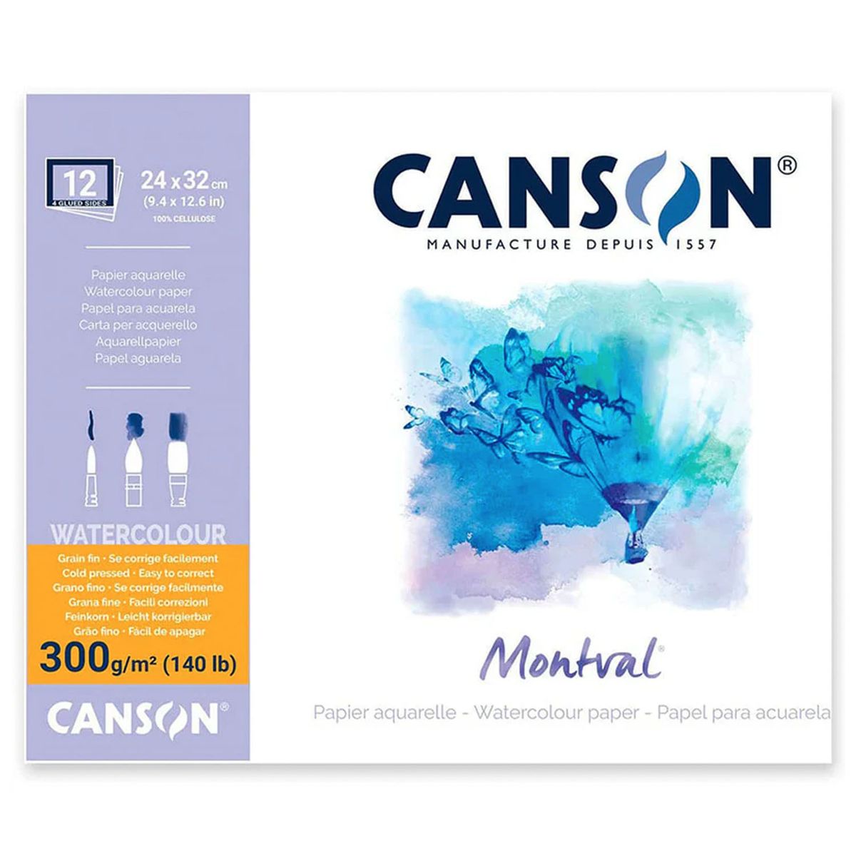 CANSON - Block Para Acuarela Canson Montval 32x24cm 12hj 300gr