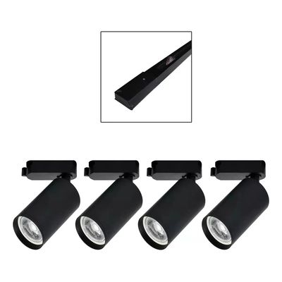 Imagen 2 del producto Lámpara 4 Focos Negros Luz Cálida con Riel de 1 metro
