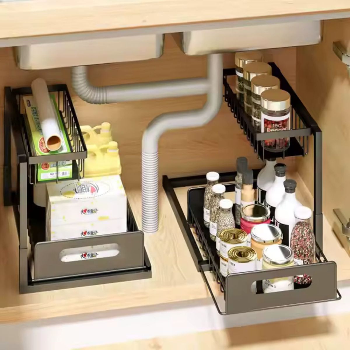 VALSUS - Organizador deslizante para cocina o baño negro