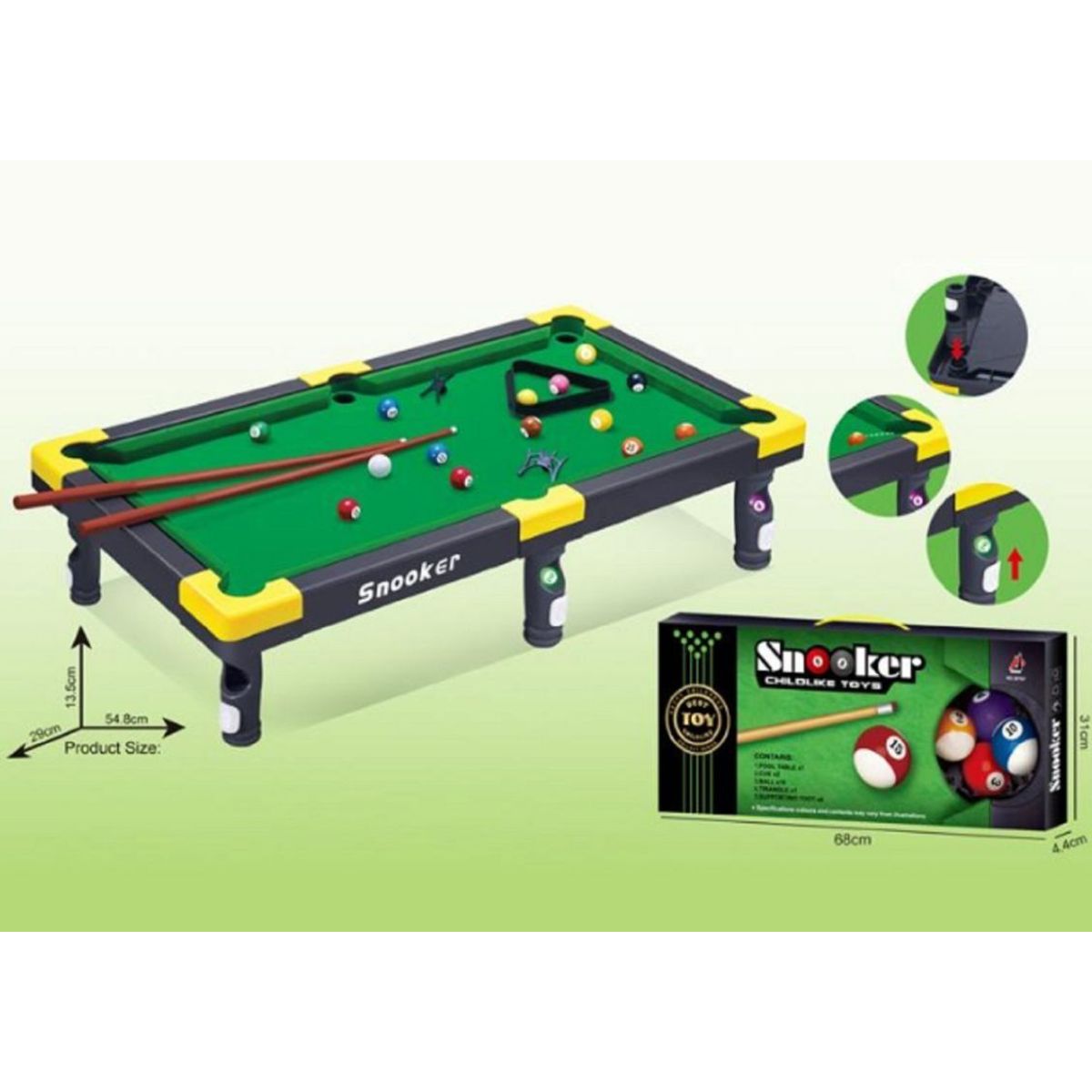 GENERICO - Mini Billar Para Pequeños Mesa De Pool Snooker De Niño Paño Verde