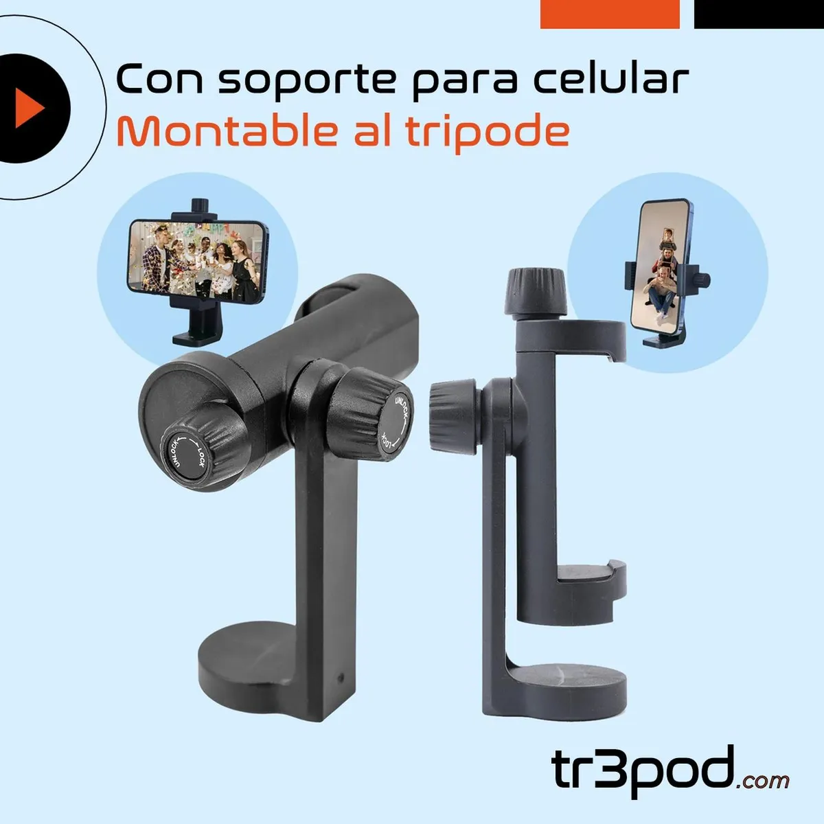 TR3POD - Tripode Camara Celular Tr3pod Aluminio Plegable + Control