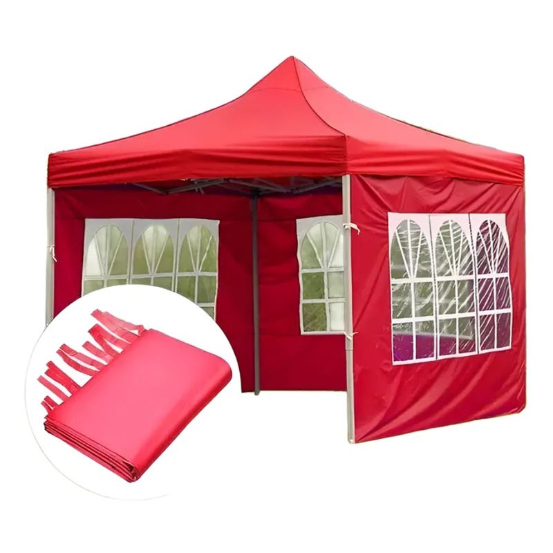 GENERICO - Lateral o Pared Para Toldo Araña 3x3 con Diseño de Ventana en Rojo