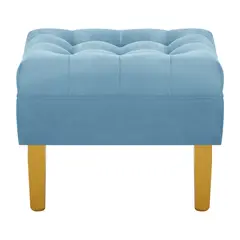 BODEVIR - Pouf Wood 1C Felpa 01 Azul Petroleo