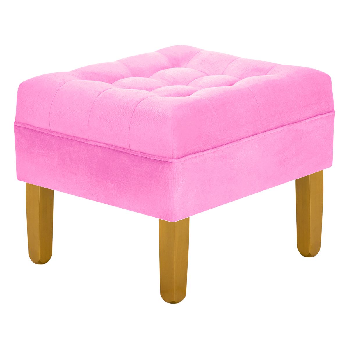 BODEVIR - Pouf Wood 1C Felpa 01 Rosado.