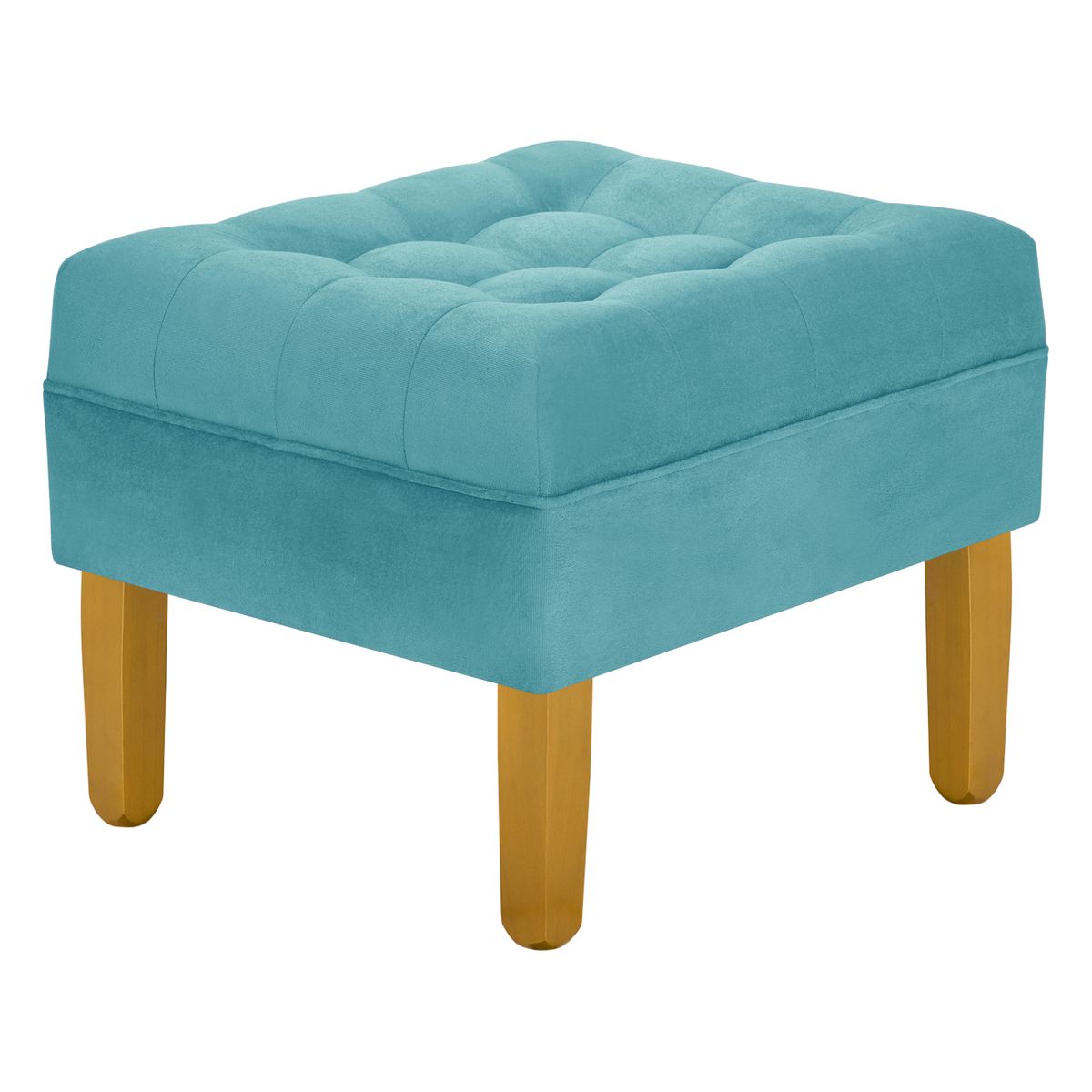BODEVIR - Pouf Wood 1C Felpa 01 Turquesa