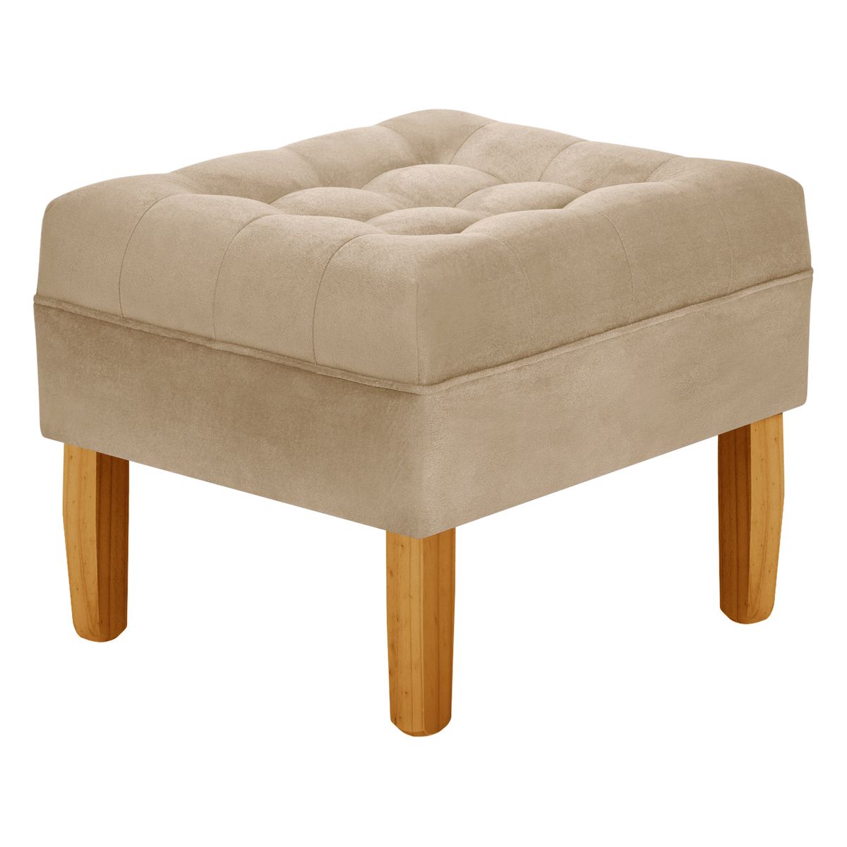 BODEVIR - Pouf Wood 1C Felpa 04 Beige.