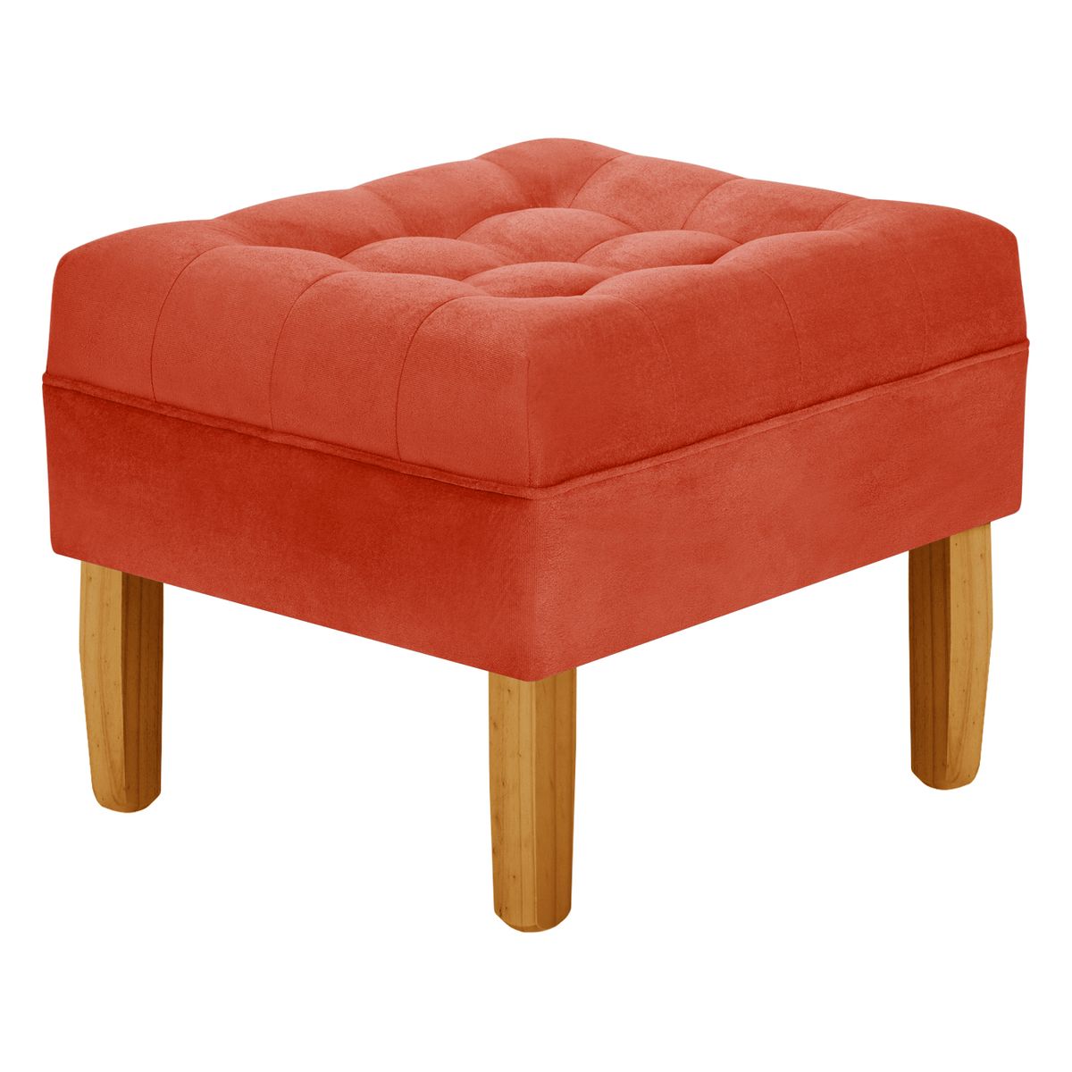BODEVIR - Pouf Wood 1C Felpa 04 Naranjo