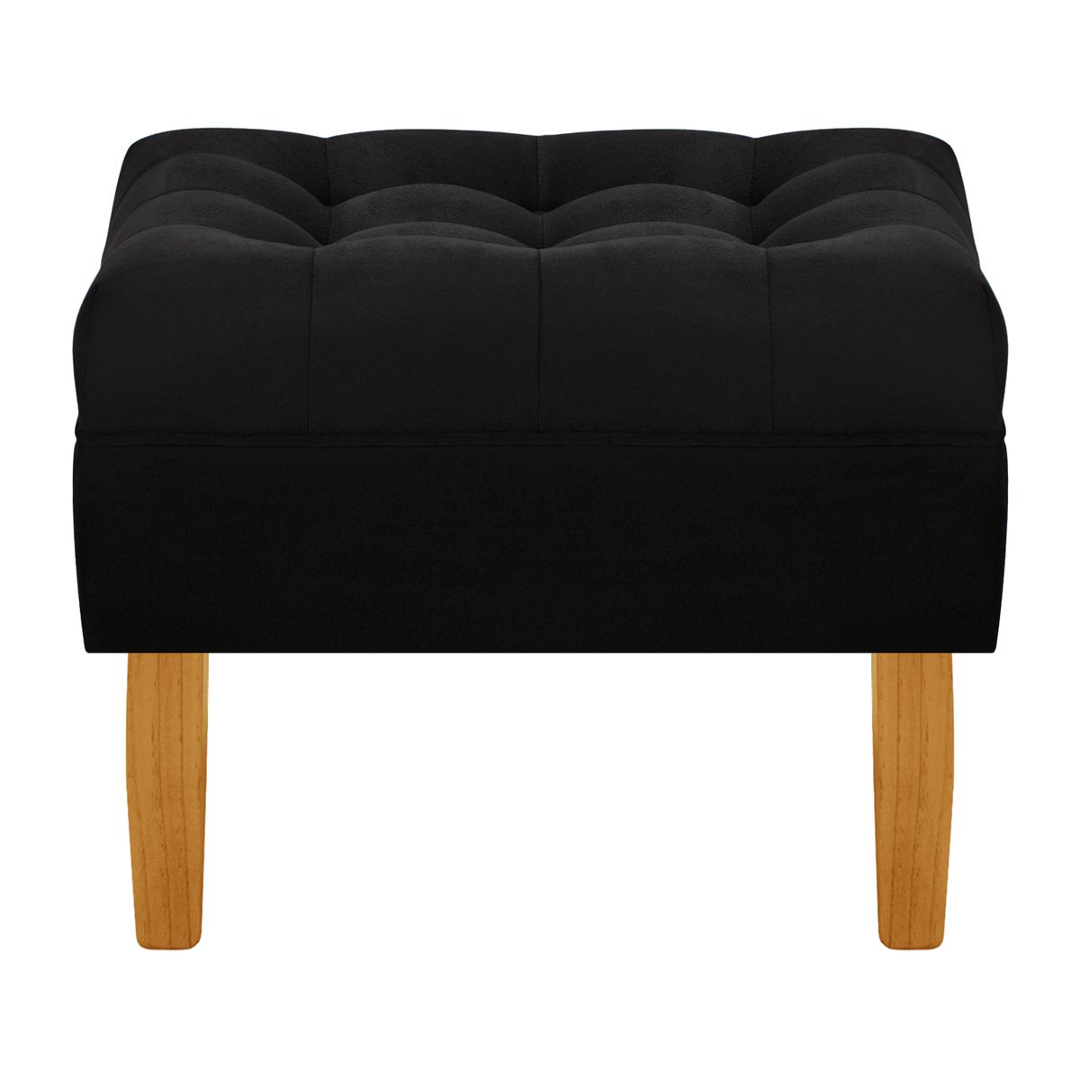 BODEVIR - Pouf Wood 1C Felpa 04 Negro.