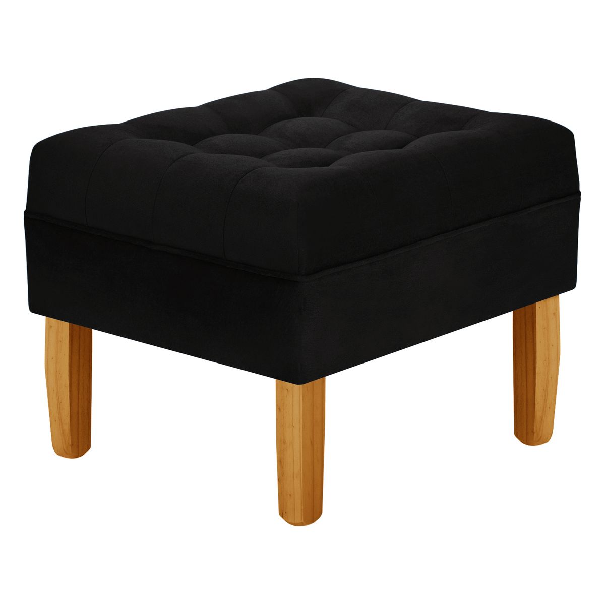 BODEVIR - Pouf Wood 1C Felpa 04 Negro.