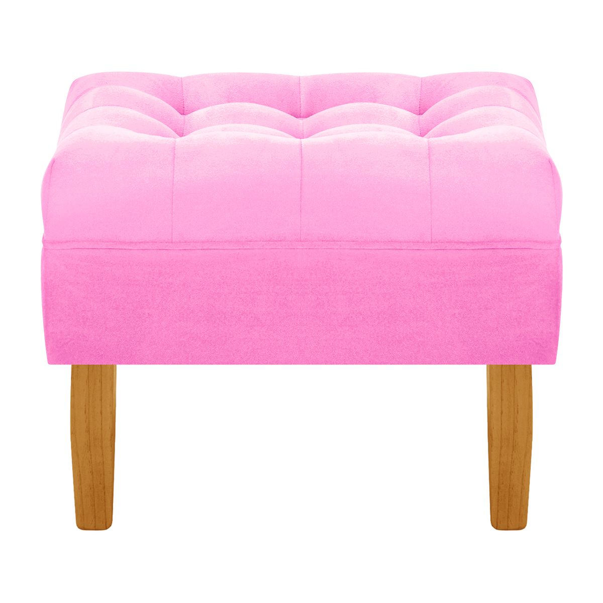 BODEVIR - Pouf Wood 1C Felpa 04 Rosado.