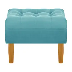 BODEVIR - Pouf Wood 1C Felpa 04 Turquesa