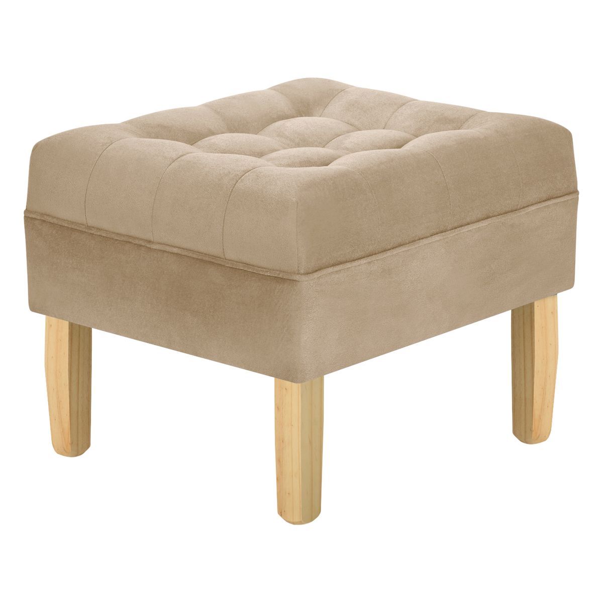 BODEVIR - Pouf Wood 1C Felpa 05 Beige.