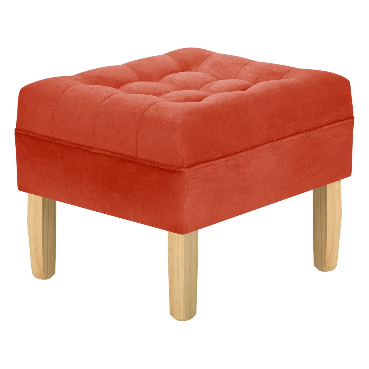 BODEVIR - Pouf Wood 1C Felpa 05 Naranjo