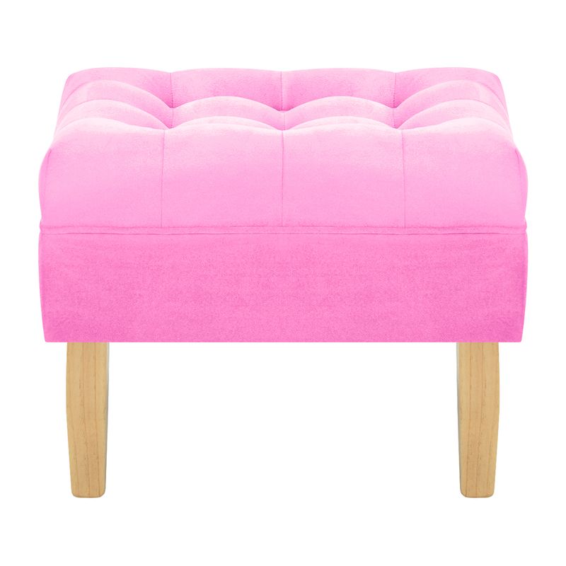 BODEVIR - Pouf Wood 1C Felpa 05 Rosado