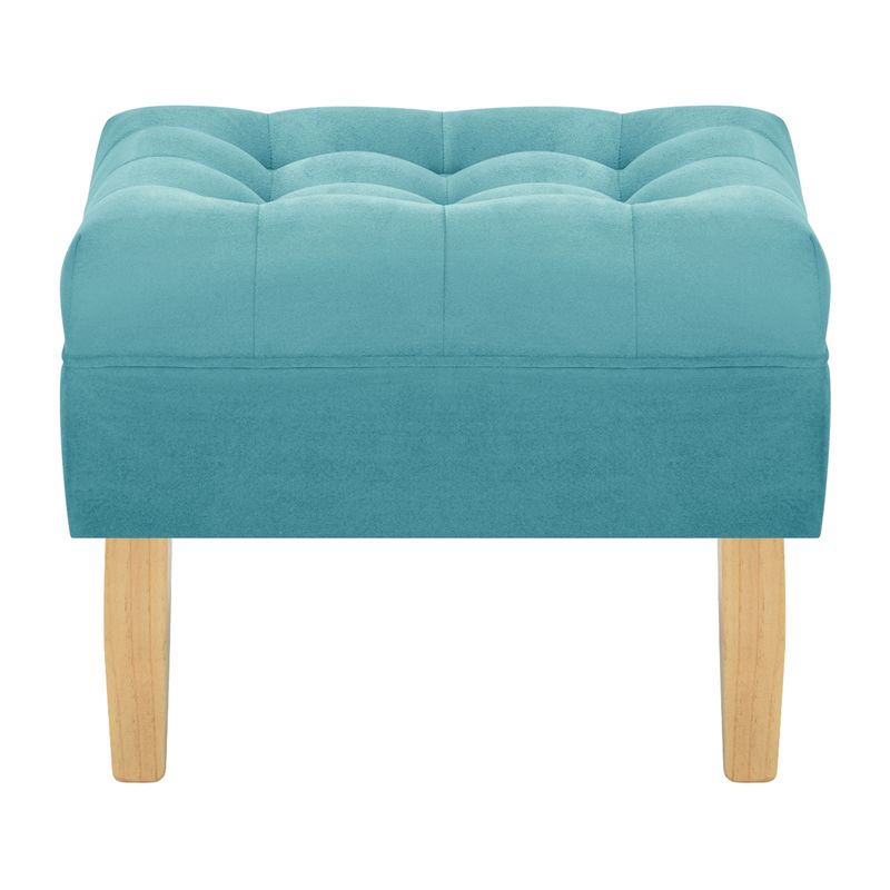BODEVIR - Pouf Wood 1C Felpa 05 Turquesa