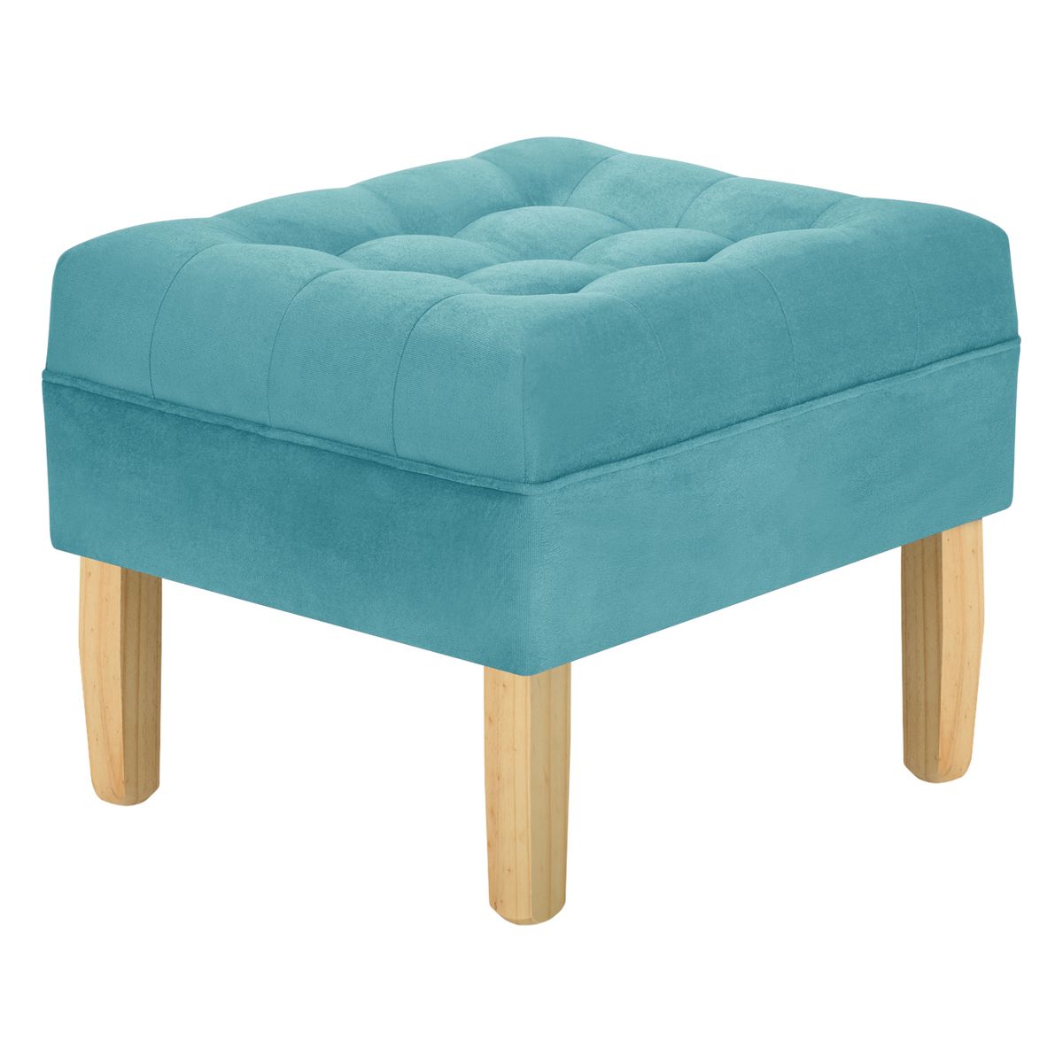 BODEVIR - Pouf Wood 1C Felpa 05 Turquesa