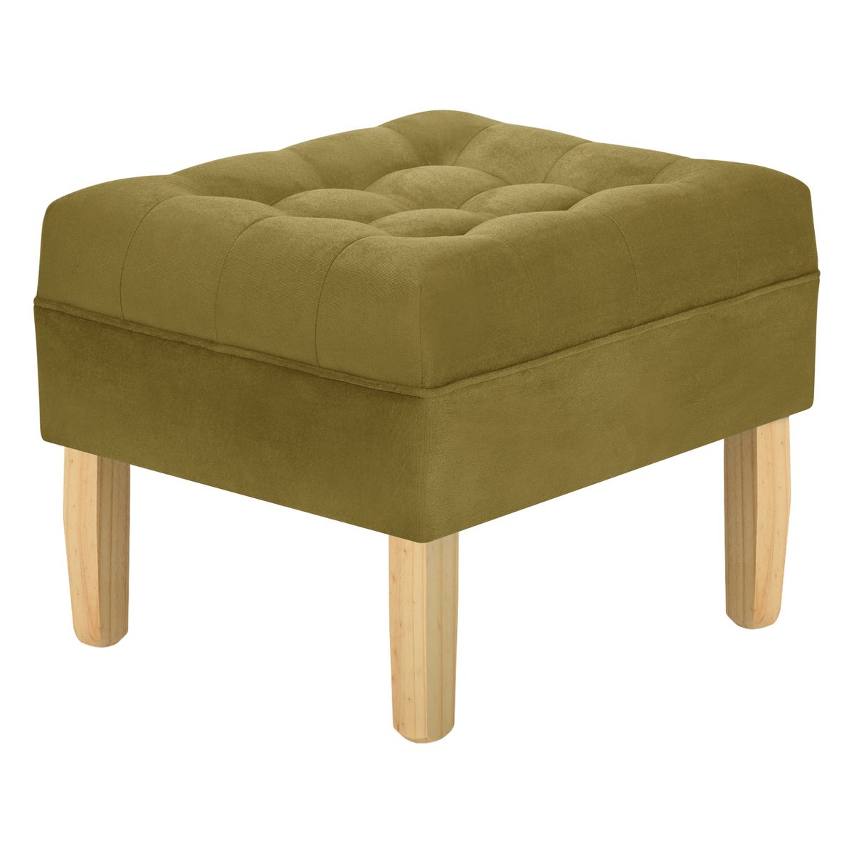 BODEVIR - Pouf Wood 1C Felpa 05 Verde Musgo