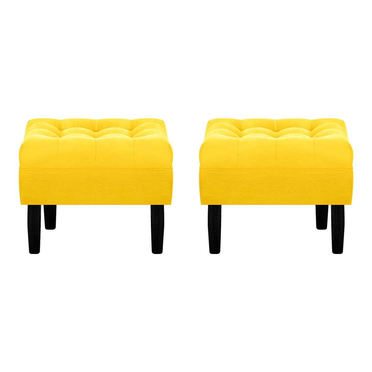 BODEVIR - Set Pouf Wood 1C Felpa 00 Amarillo