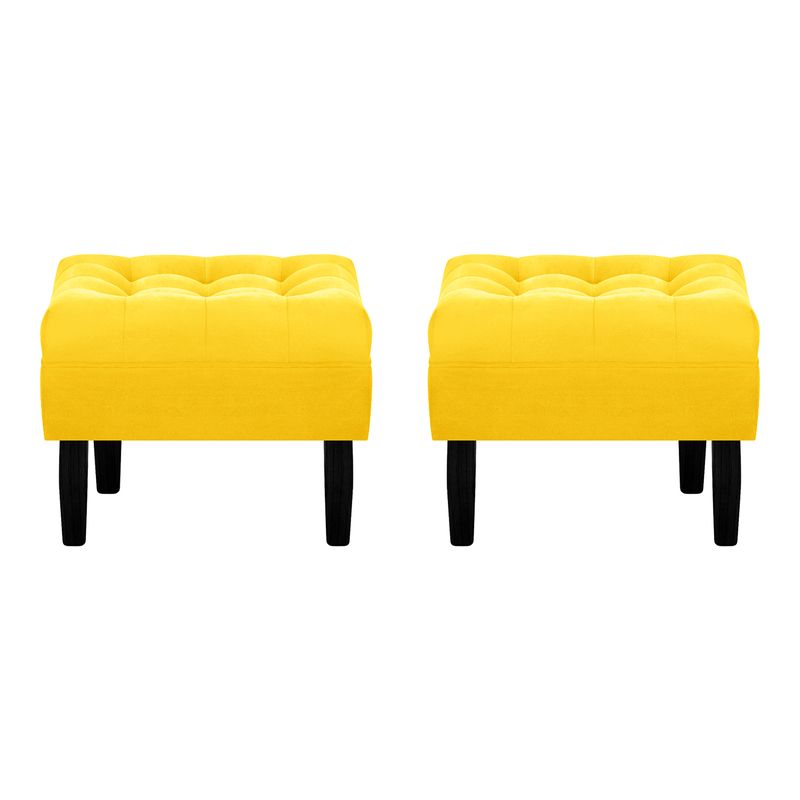 BODEVIR - Set Pouf Wood 1C Felpa 00 Amarillo