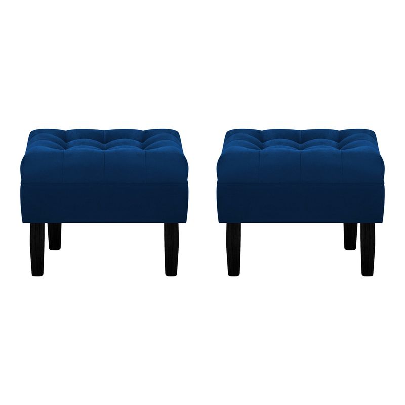 BODEVIR - Set Pouf Wood 1C Felpa 00 Azul Marino