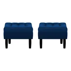 BODEVIR - Set Pouf Wood 1C Felpa 00 Azul Marino