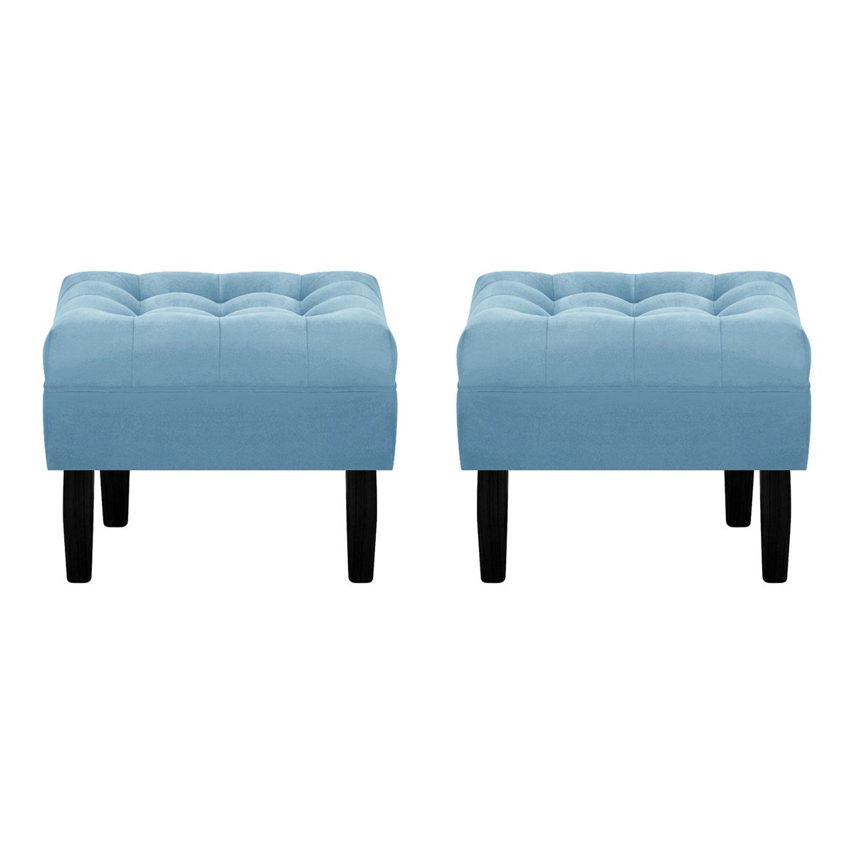 BODEVIR - Set Pouf Wood 1C Felpa 00 Azul Petroleo