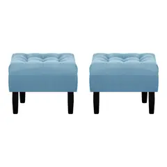 BODEVIR - Set Pouf Wood 1C Felpa 00 Azul Petroleo