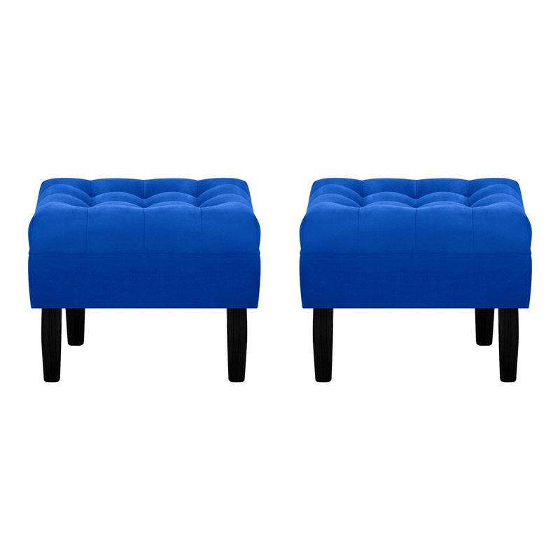 BODEVIR - Set Pouf Wood 1C Felpa 00 Azul Rey