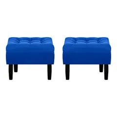 BODEVIR - Set Pouf Wood 1C Felpa 00 Azul Rey