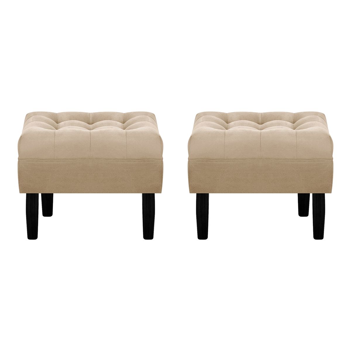 BODEVIR - Set Pouf Wood 1C Felpa 00 Beige
