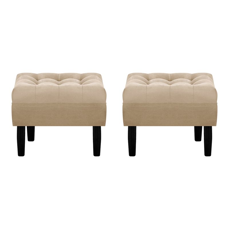 BODEVIR - Set Pouf Wood 1C Felpa 00 Beige