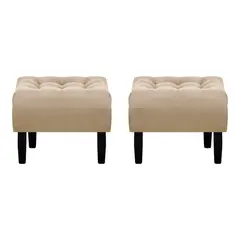 BODEVIR - Set Pouf Wood 1C Felpa 00 Beige