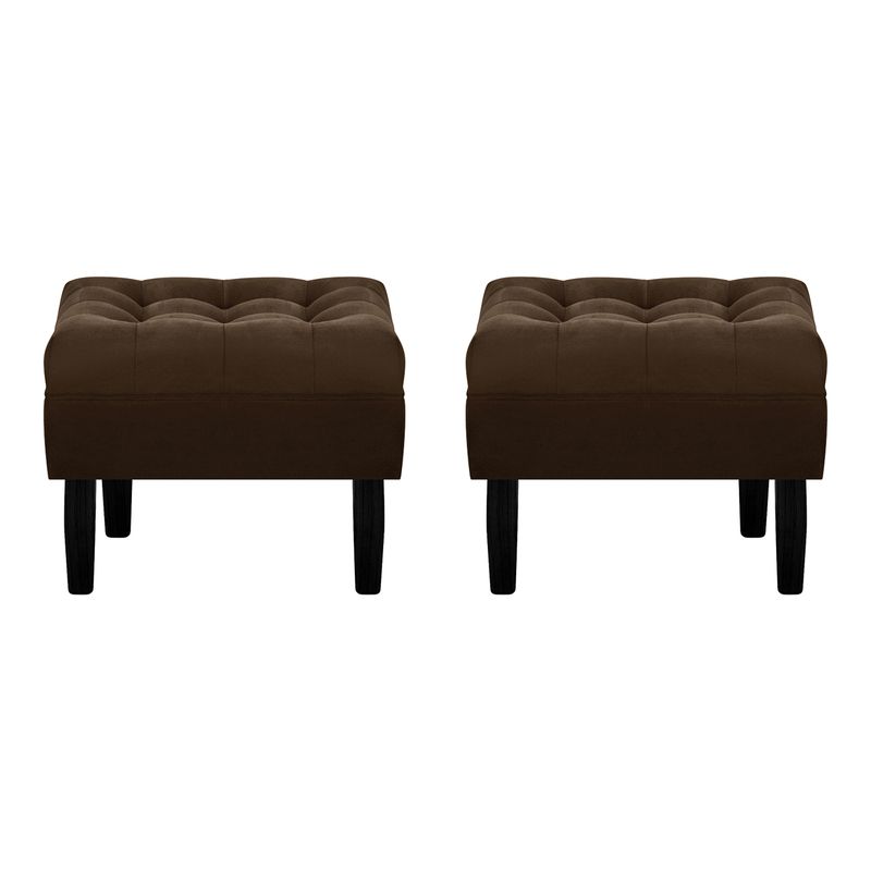 BODEVIR - Set Pouf Wood 1C Felpa 00 Chocolate