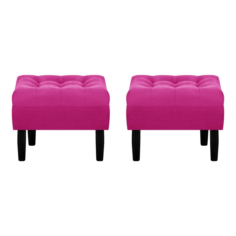BODEVIR - Set Pouf Wood 1C Felpa 00 Fucsia