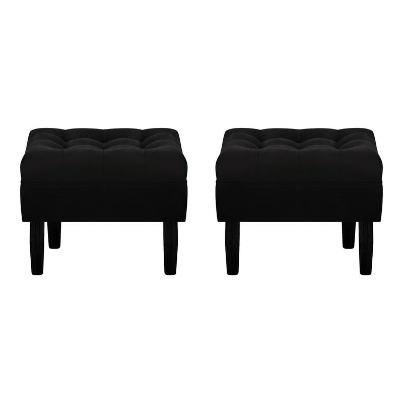 BODEVIR - Set Pouf Wood 1C Felpa 00 Negro