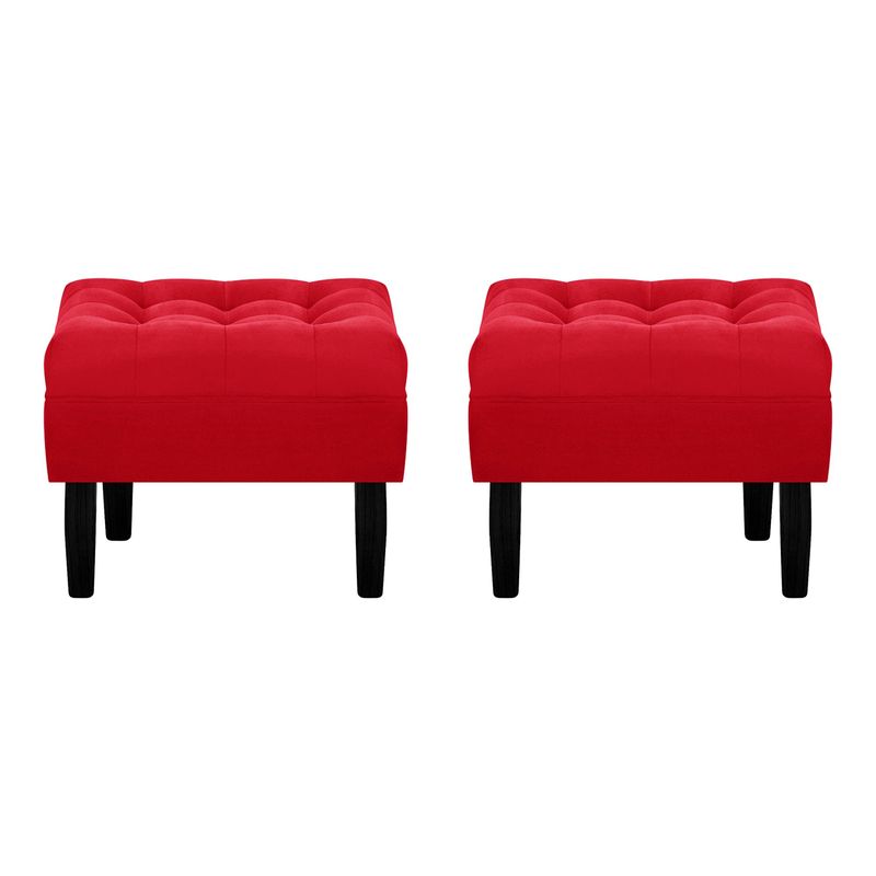 BODEVIR - Set Pouf Wood 1C Felpa 00 Rojo