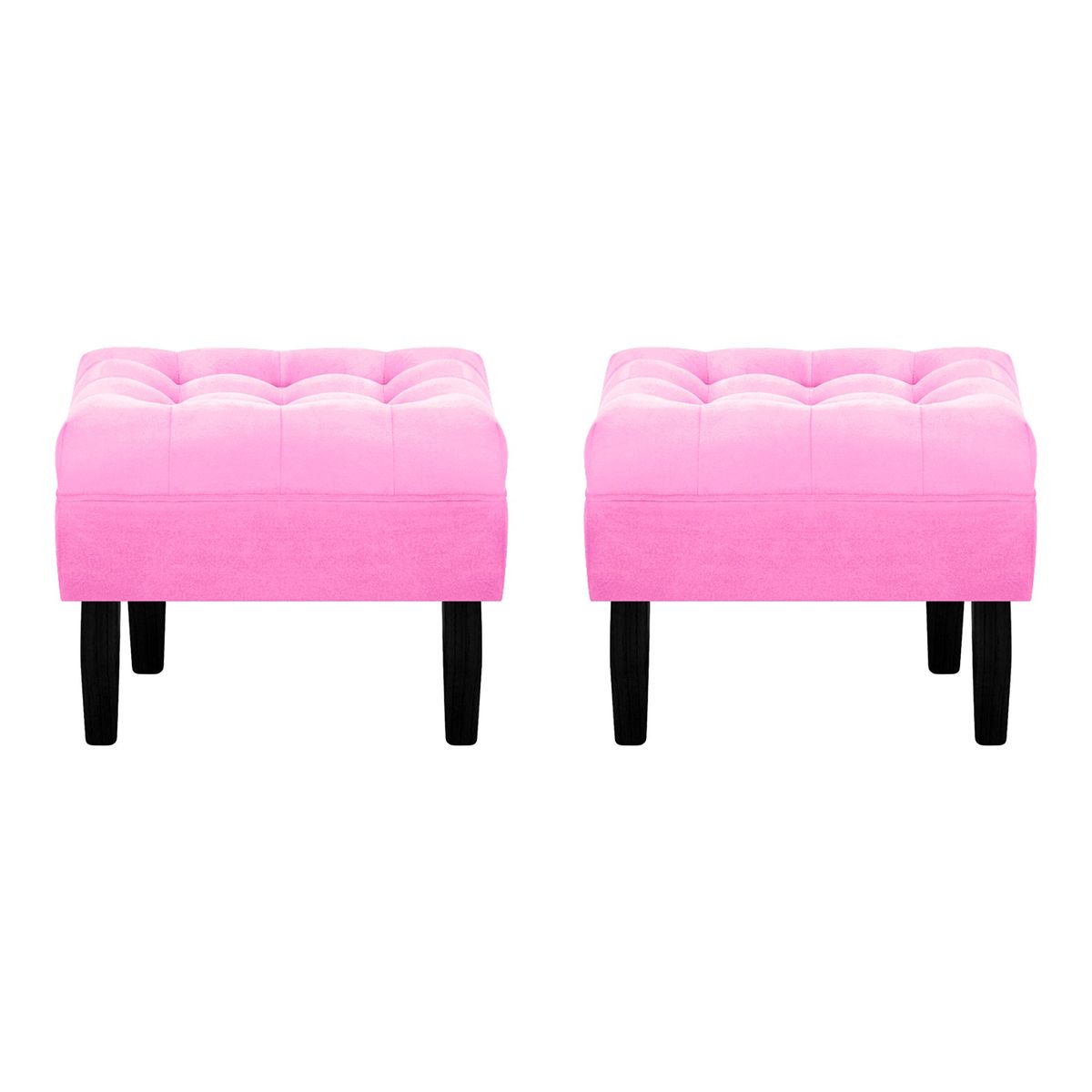 BODEVIR - Set Pouf Wood 1C Felpa 00 Rosado