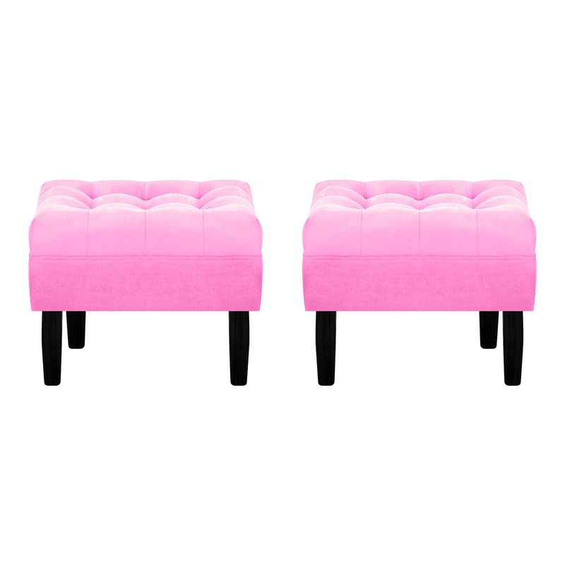 BODEVIR - Set Pouf Wood 1C Felpa 00 Rosado
