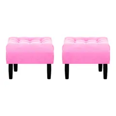 BODEVIR - Set Pouf Wood 1C Felpa 00 Rosado